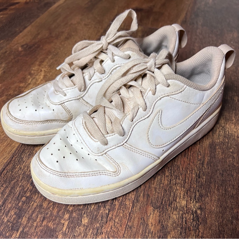 NIKE triple white Air Force Ones sneaker youth 4.5